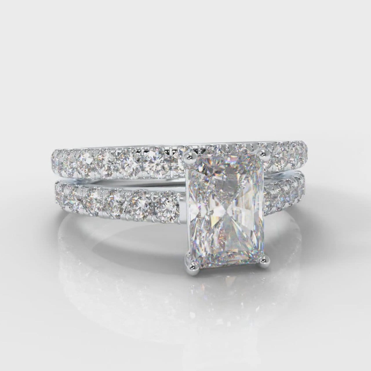 Carrée Micropavé Radiant Cut Diamond Bridal Set