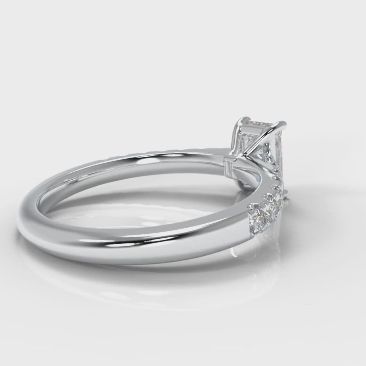 Carrée Micropavé Radiant Cut Diamond Engagement Ring
