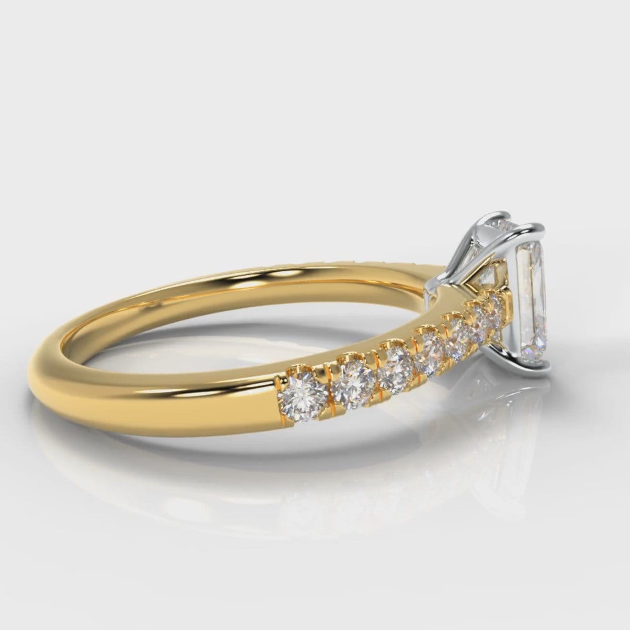 Carrée Micropavé Radiant Cut Diamond Engagement Ring - Yellow Gold