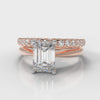 Carrée Solitaire Emerald Cut Diamond Bridal Set - Rose Gold
