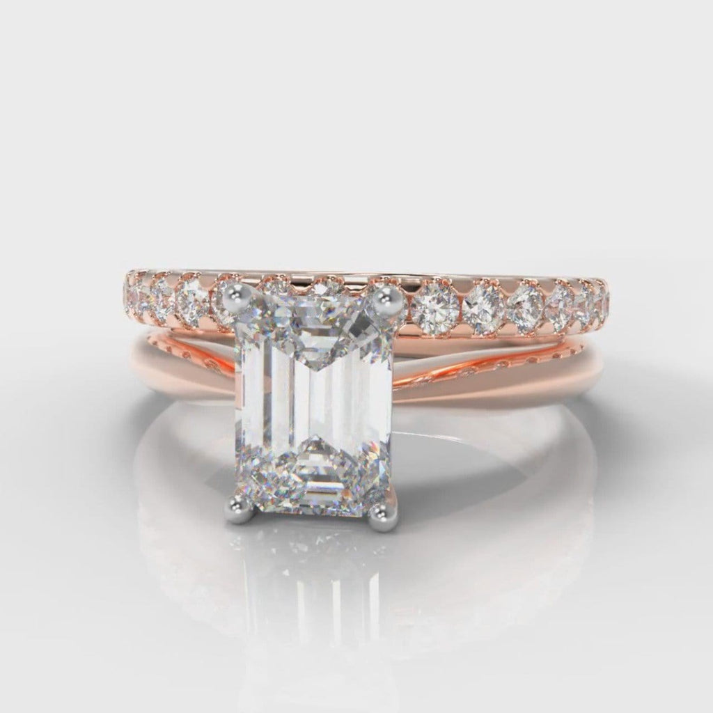Carrée Solitaire Emerald Cut Diamond Bridal Set - Rose Gold
