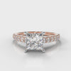 Carrée Micropavé Princess Cut Diamond Engagement Ring - Rose Gold