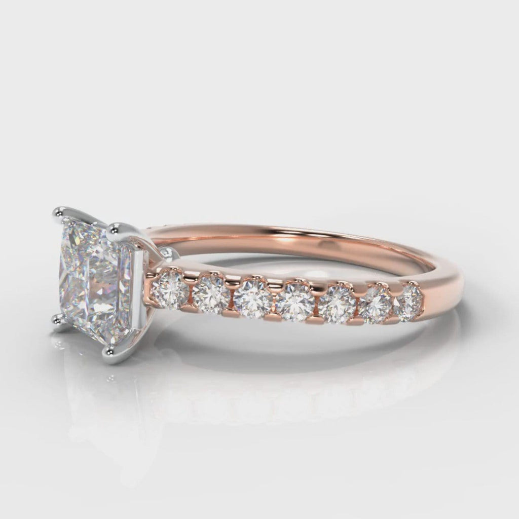 Carrée Micropavé Princess Cut Diamond Engagement Ring - Rose Gold
