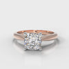 Carrée Solitaire Cushion Cut Diamond Engagement Ring - Rose Gold