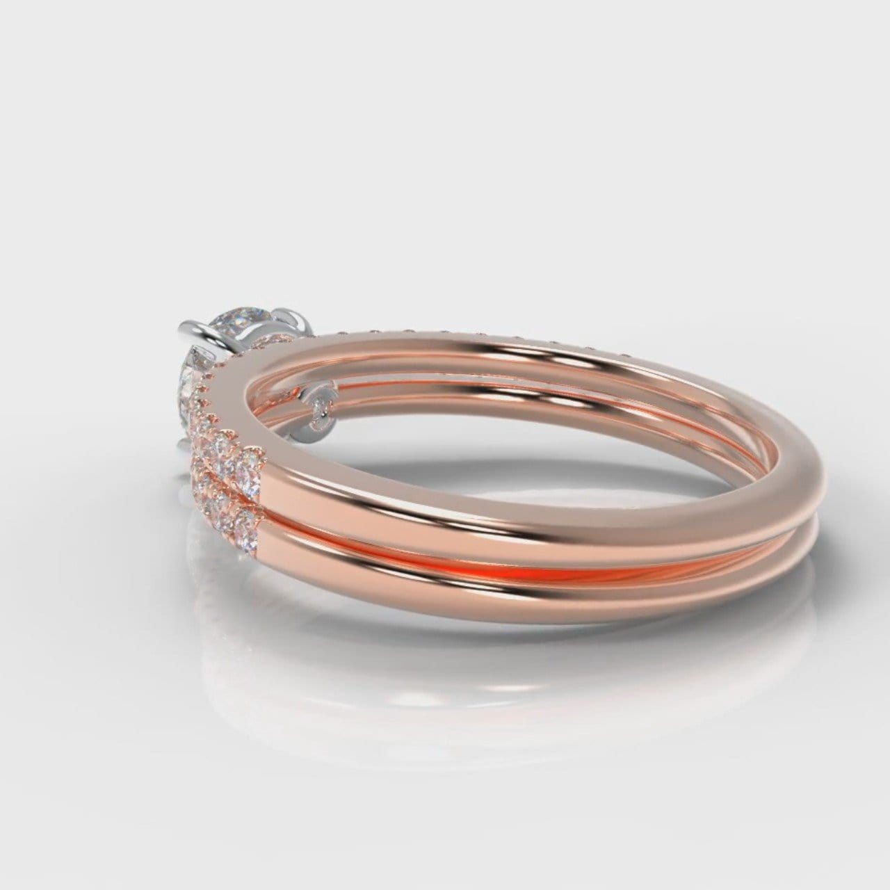 Petite Micropavé Round Brilliant Cut Diamond Bridal Set - Rose Gold