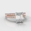Petite Micropavé Emerald Cut Diamond Bridal Set - Rose Gold