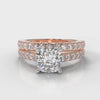 Carrée Micropavé Cushion Cut Diamond Bridal Set - Rose Gold