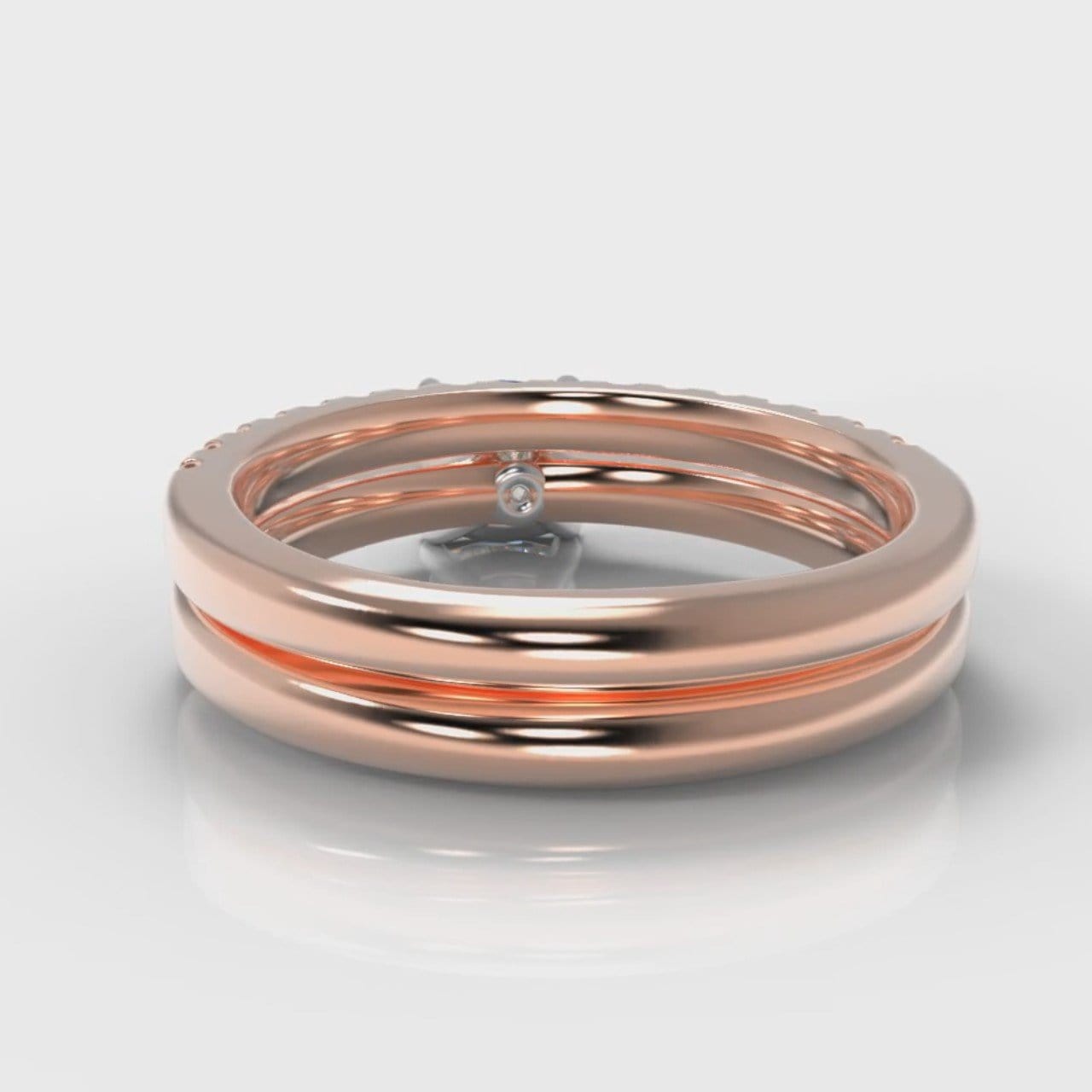 Carrée Micropavé Cushion Cut Diamond Bridal Set - Rose Gold