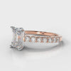 Carrée Micropavé Emerald Cut Diamond Engagement  Ring - Rose Gold