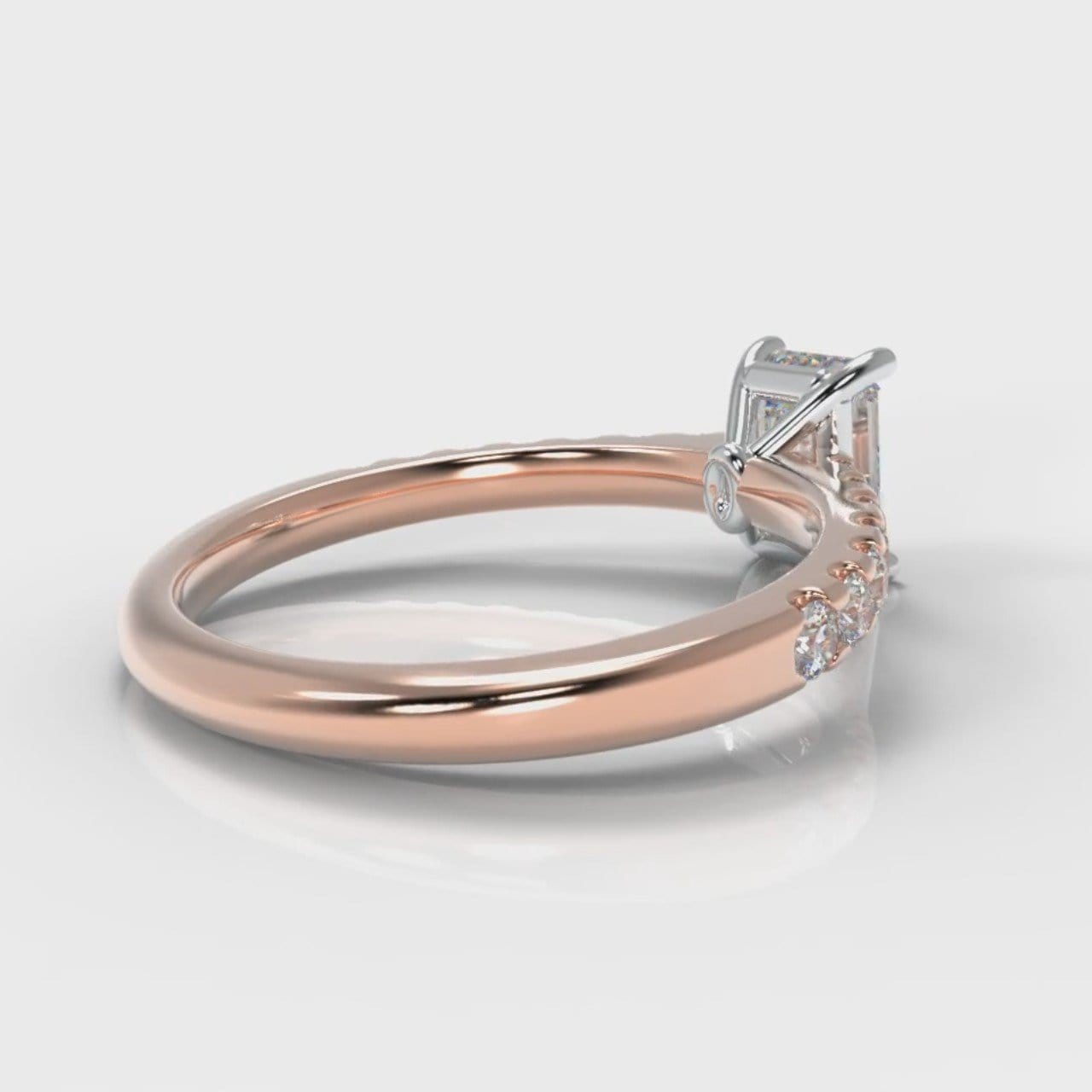 Carrée Micropavé Emerald Cut Diamond Engagement Ring - Rose Gold