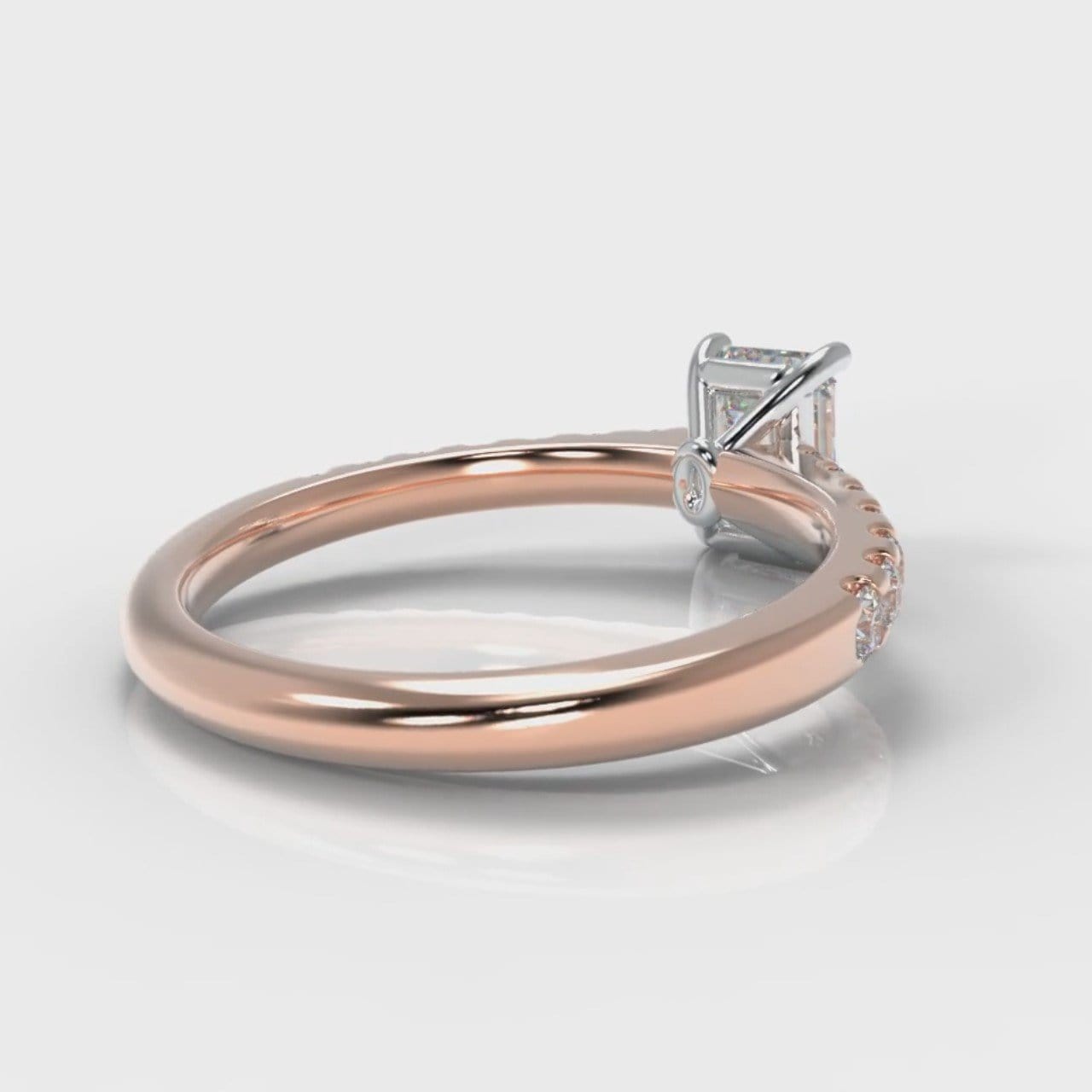 Carrée Micropavé Emerald Cut Diamond Engagement Ring - Rose Gold