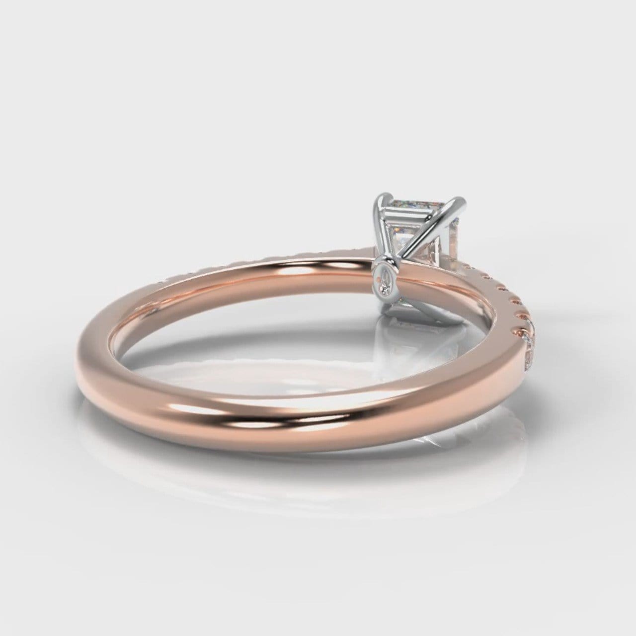Carrée Micropavé Emerald Cut Diamond Engagement Ring - Rose Gold