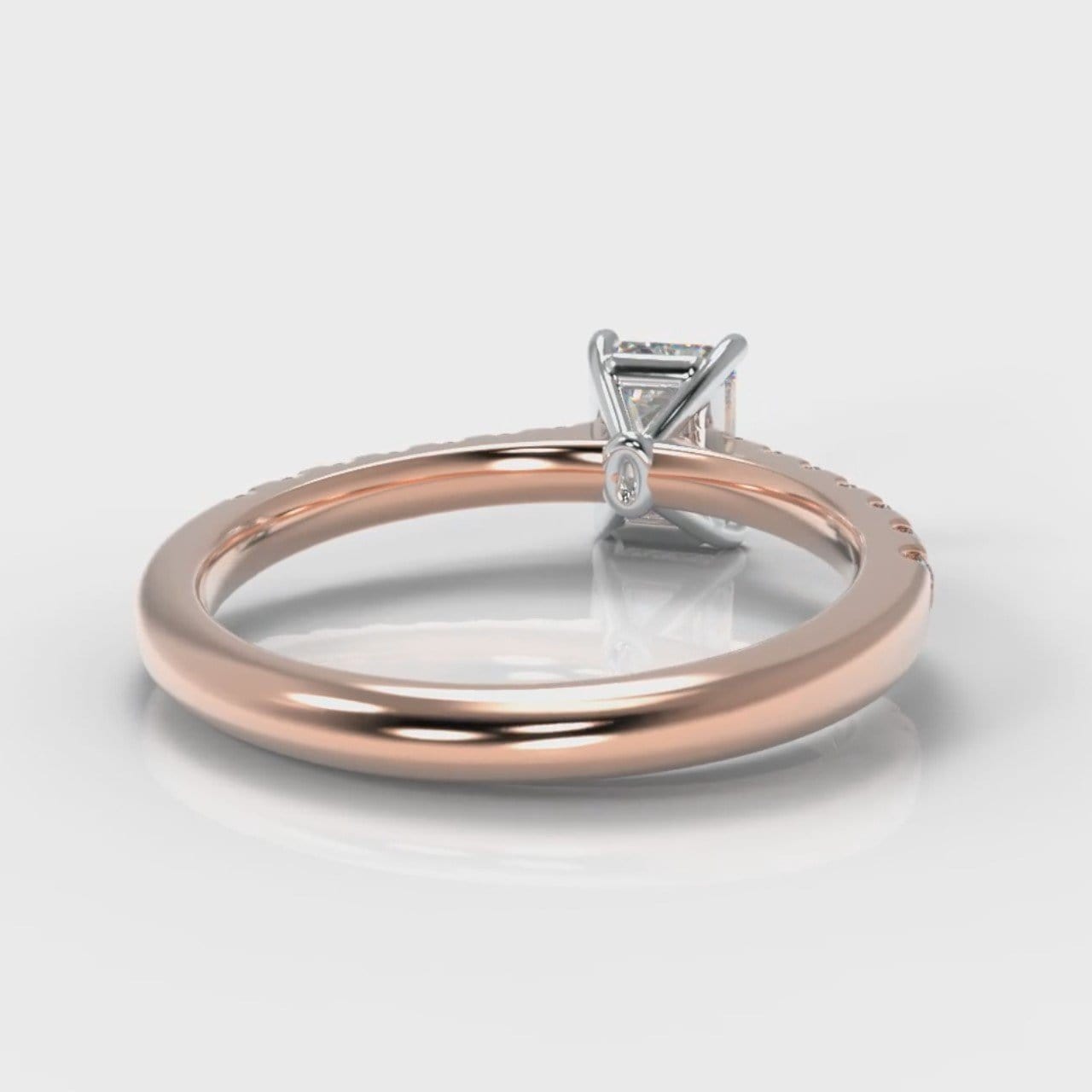 Carrée Micropavé Emerald Cut Diamond Engagement Ring - Rose Gold