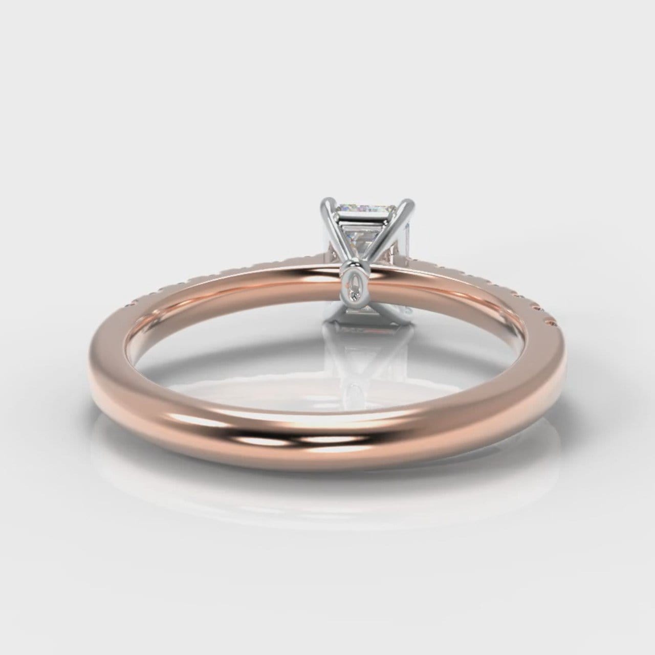 Carrée Micropavé Emerald Cut Diamond Engagement Ring - Rose Gold