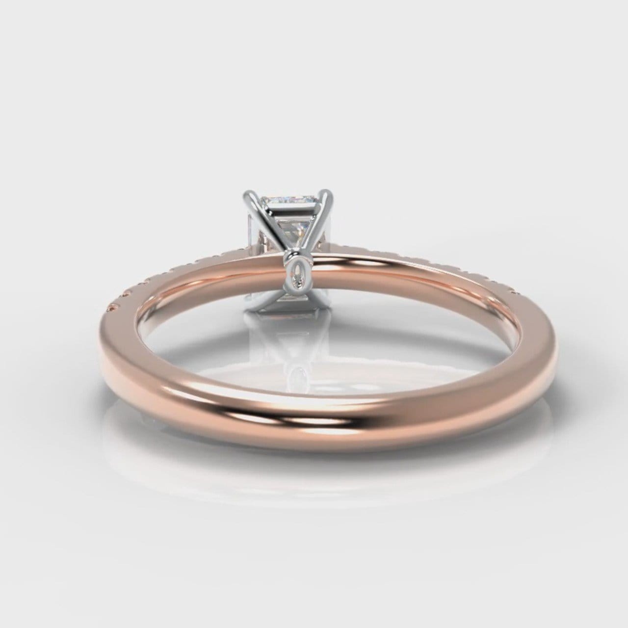 Carrée Micropavé Emerald Cut Diamond Engagement Ring - Rose Gold