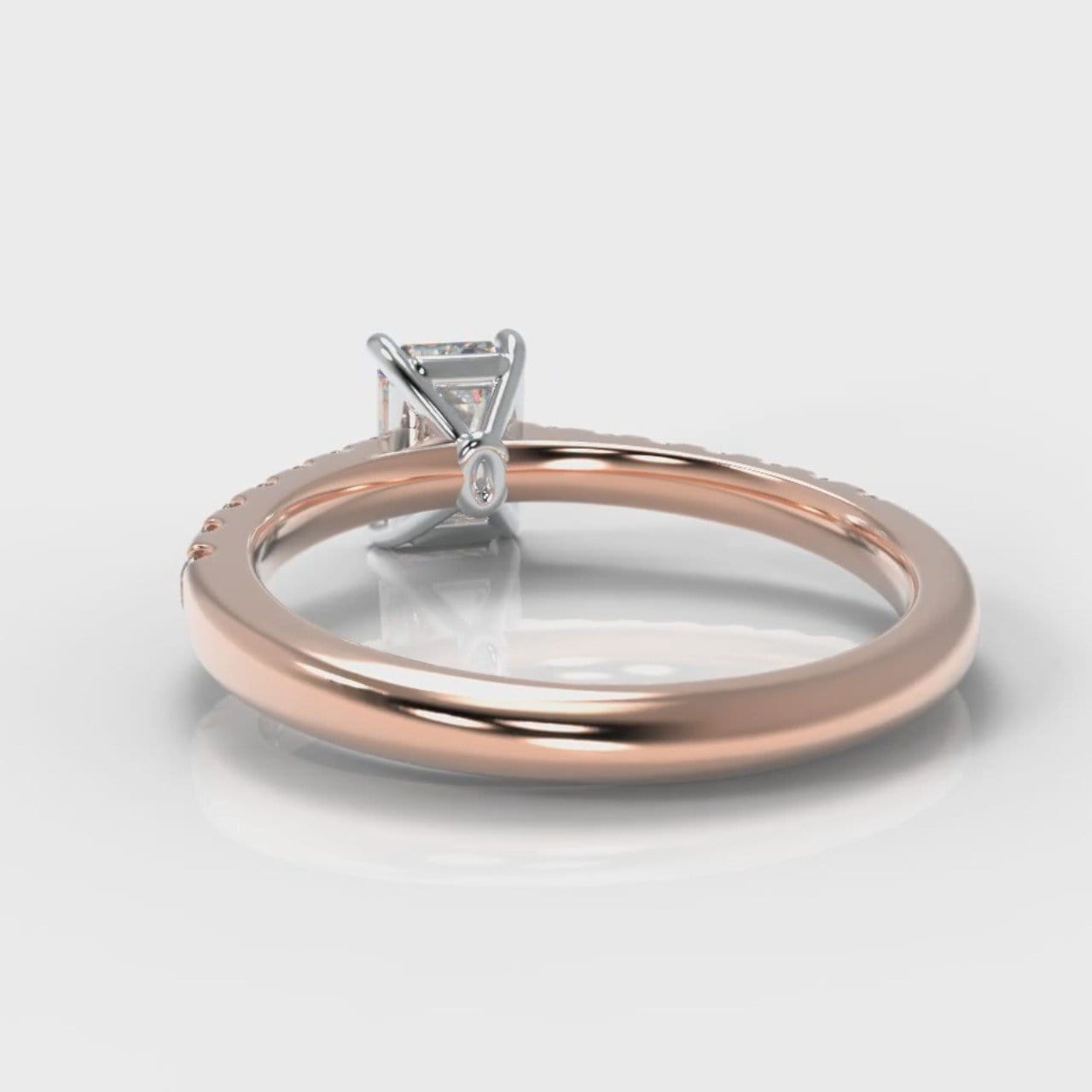 Carrée Micropavé Emerald Cut Diamond Engagement Ring - Rose Gold