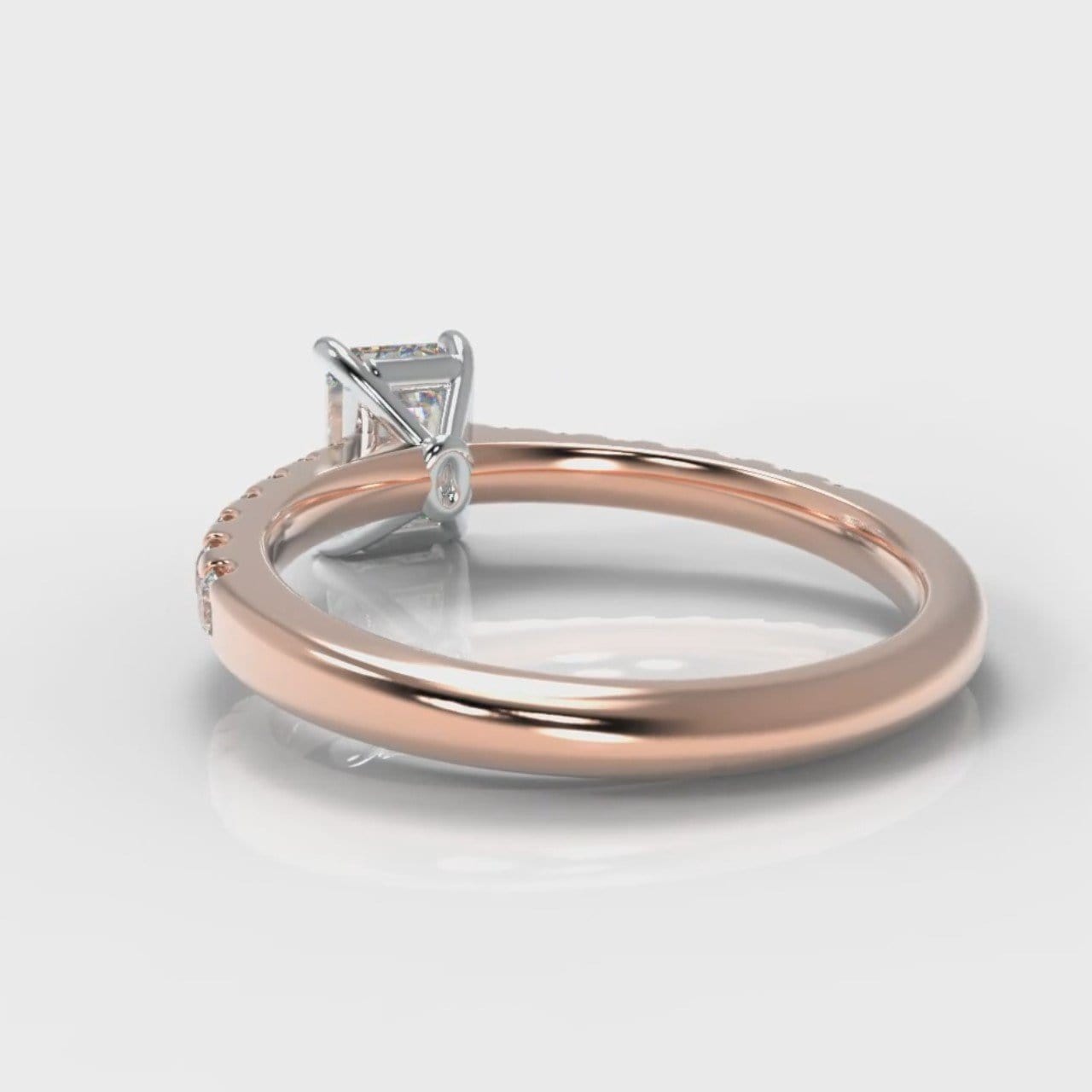 Carrée Micropavé Emerald Cut Diamond Engagement Ring - Rose Gold
