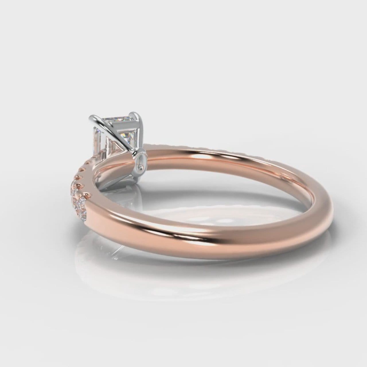 Carrée Micropavé Emerald Cut Diamond Engagement Ring - Rose Gold