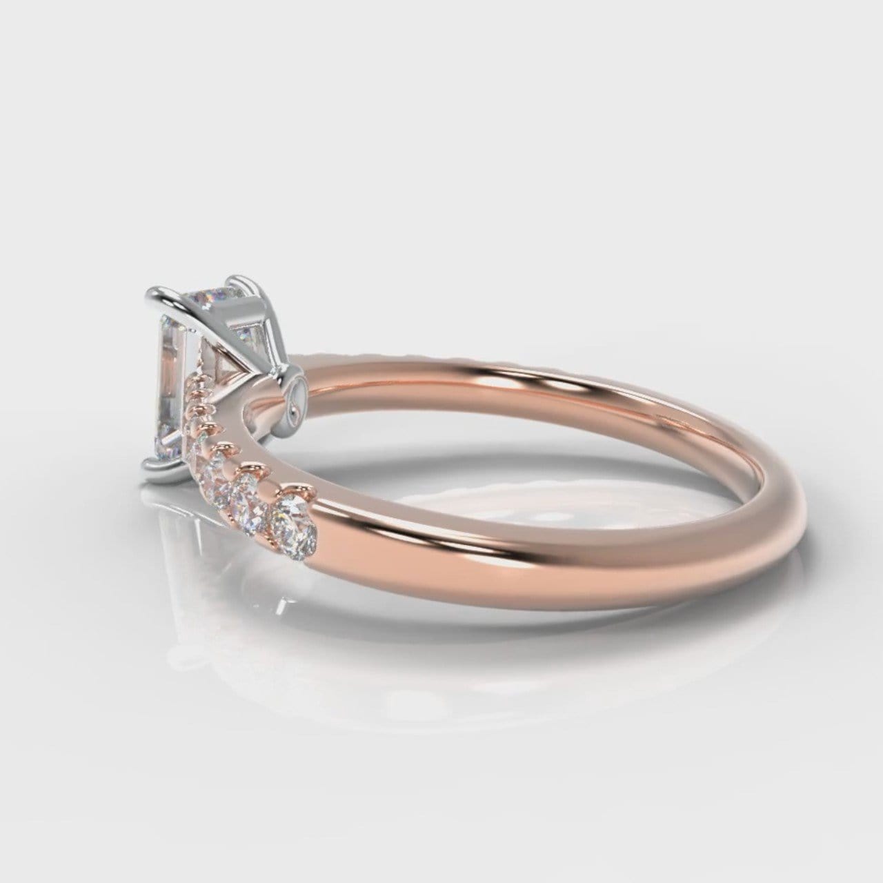 Carrée Micropavé Emerald Cut Diamond Engagement Ring - Rose Gold