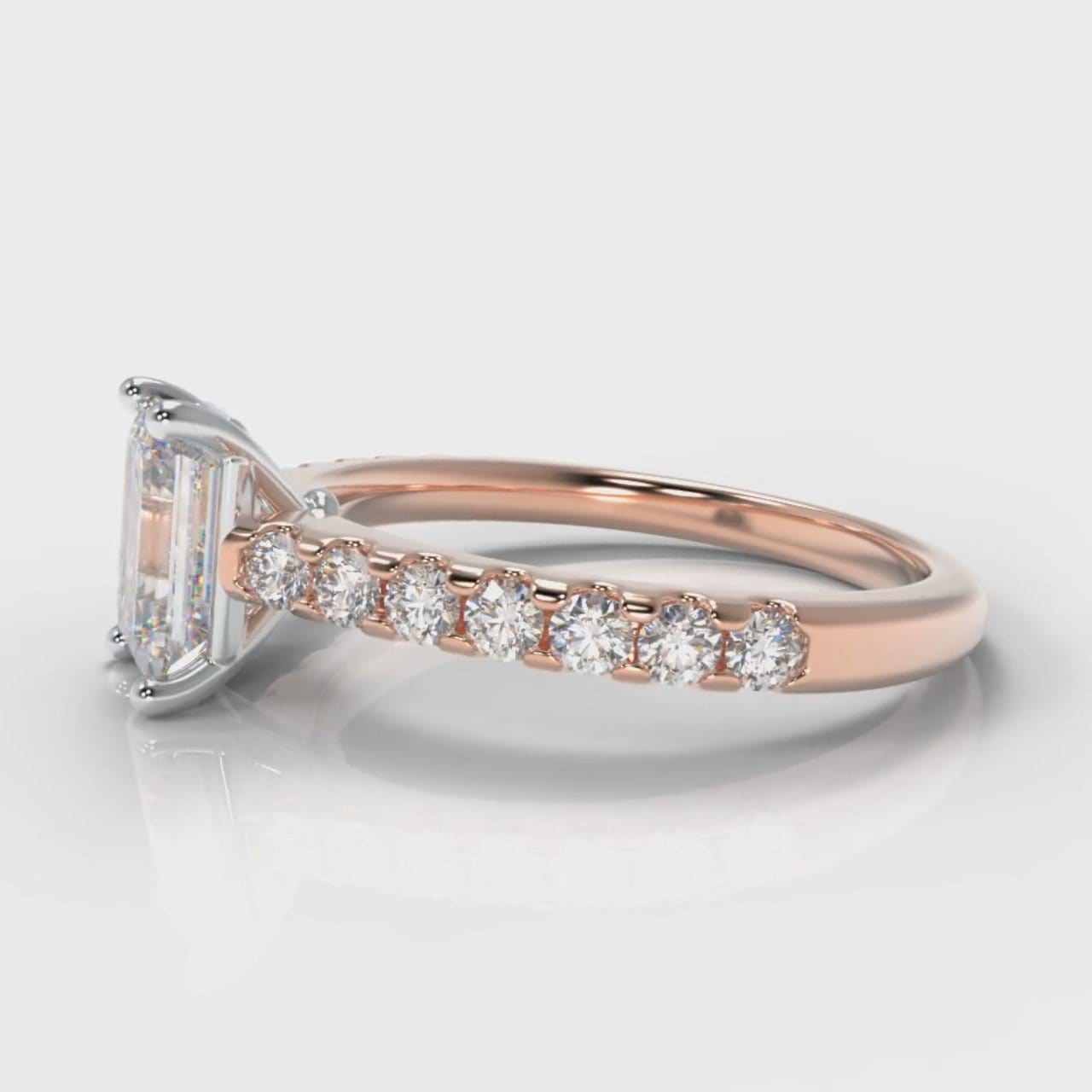 Carrée Micropavé Emerald Cut Diamond Engagement Ring - Rose Gold