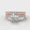 Carrée Micropavé Oval Diamond Bridal Set - Rose Gold