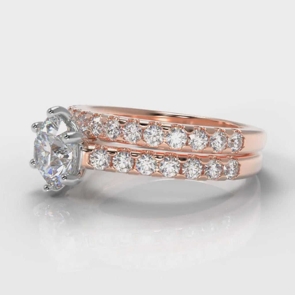 Star Micropavé Round Brilliant Bridal Set - Rose Gold