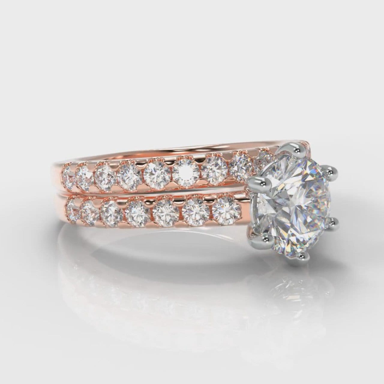 Star Micropavé Round Brilliant Bridal Set - Rose Gold