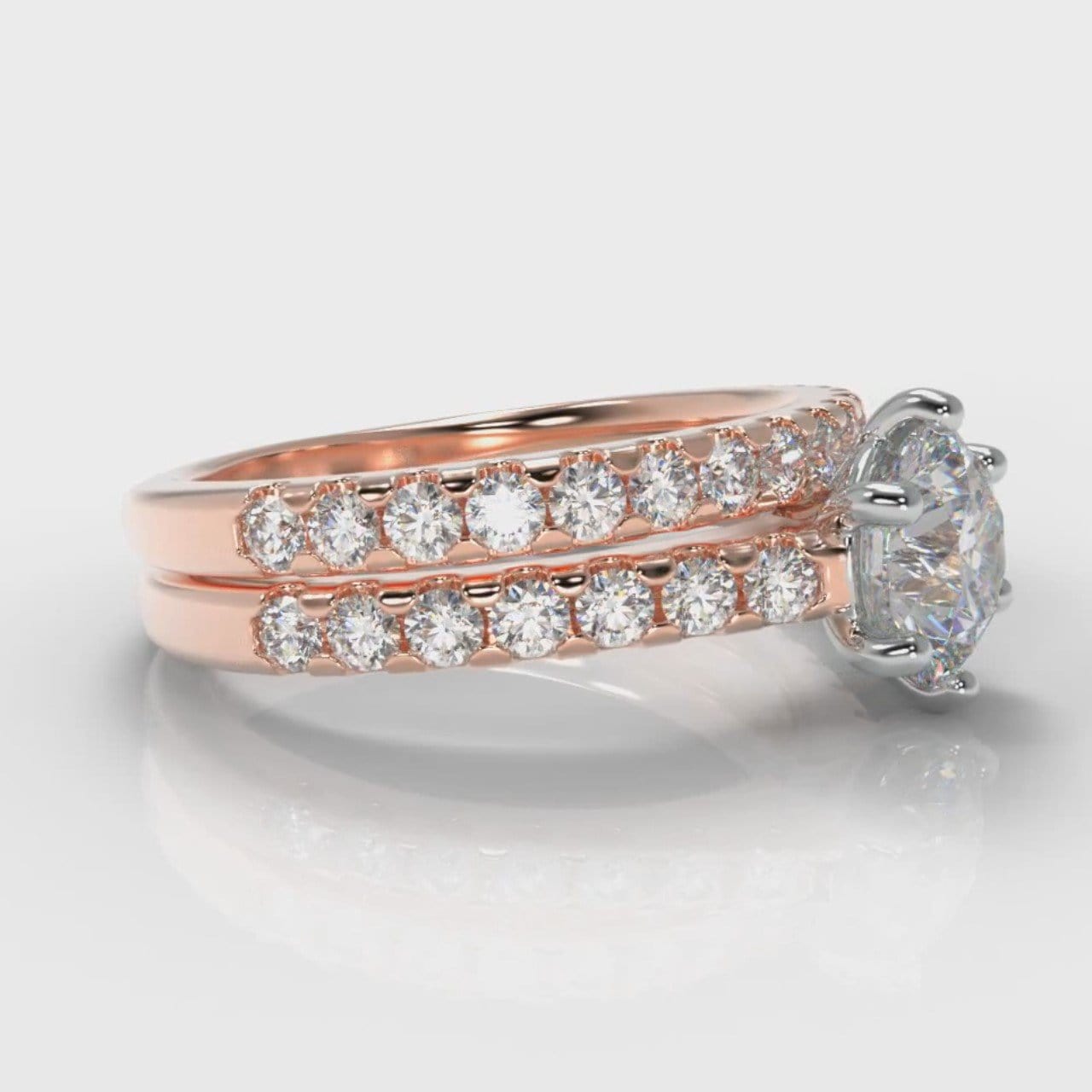 Star Micropavé Round Brilliant Bridal Set - Rose Gold