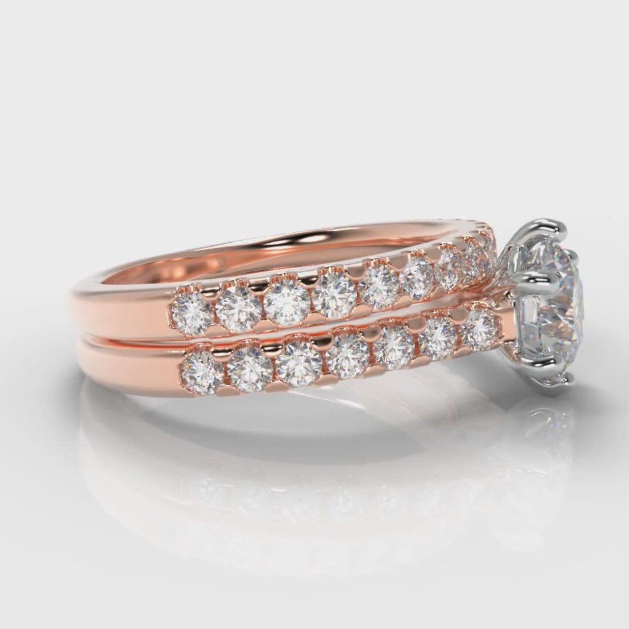 Star Micropavé Round Brilliant Bridal Set - Rose Gold