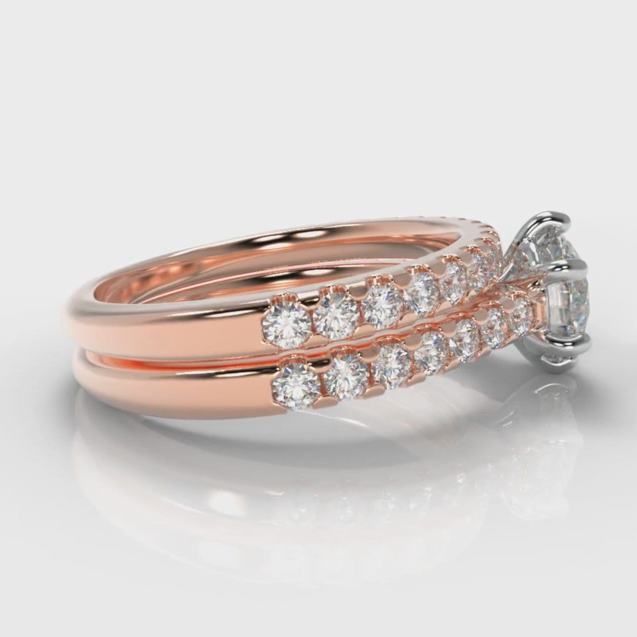 Star Micropavé Round Brilliant Bridal Set - Rose Gold