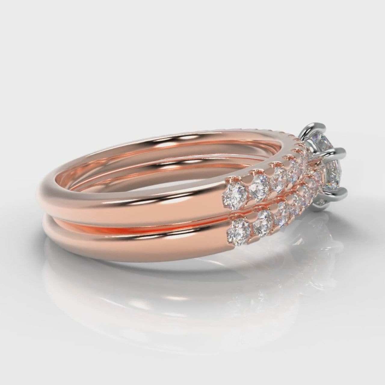 Star Micropavé Round Brilliant Bridal Set - Rose Gold