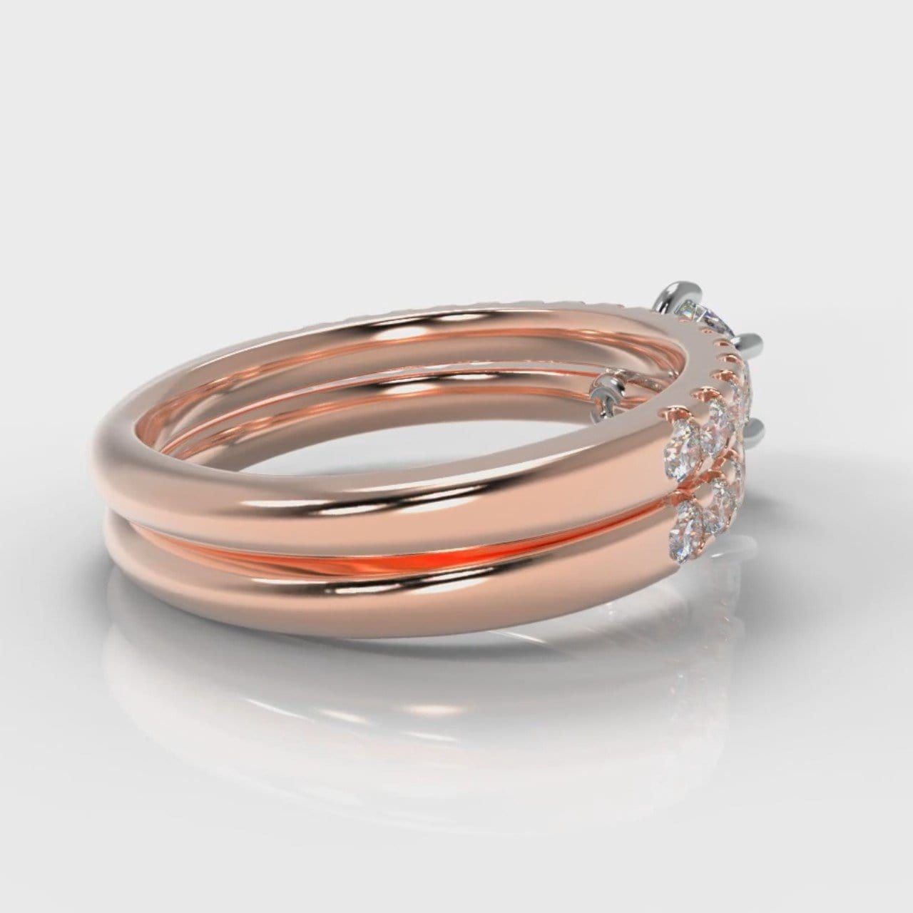 Star Micropavé Round Brilliant Bridal Set - Rose Gold