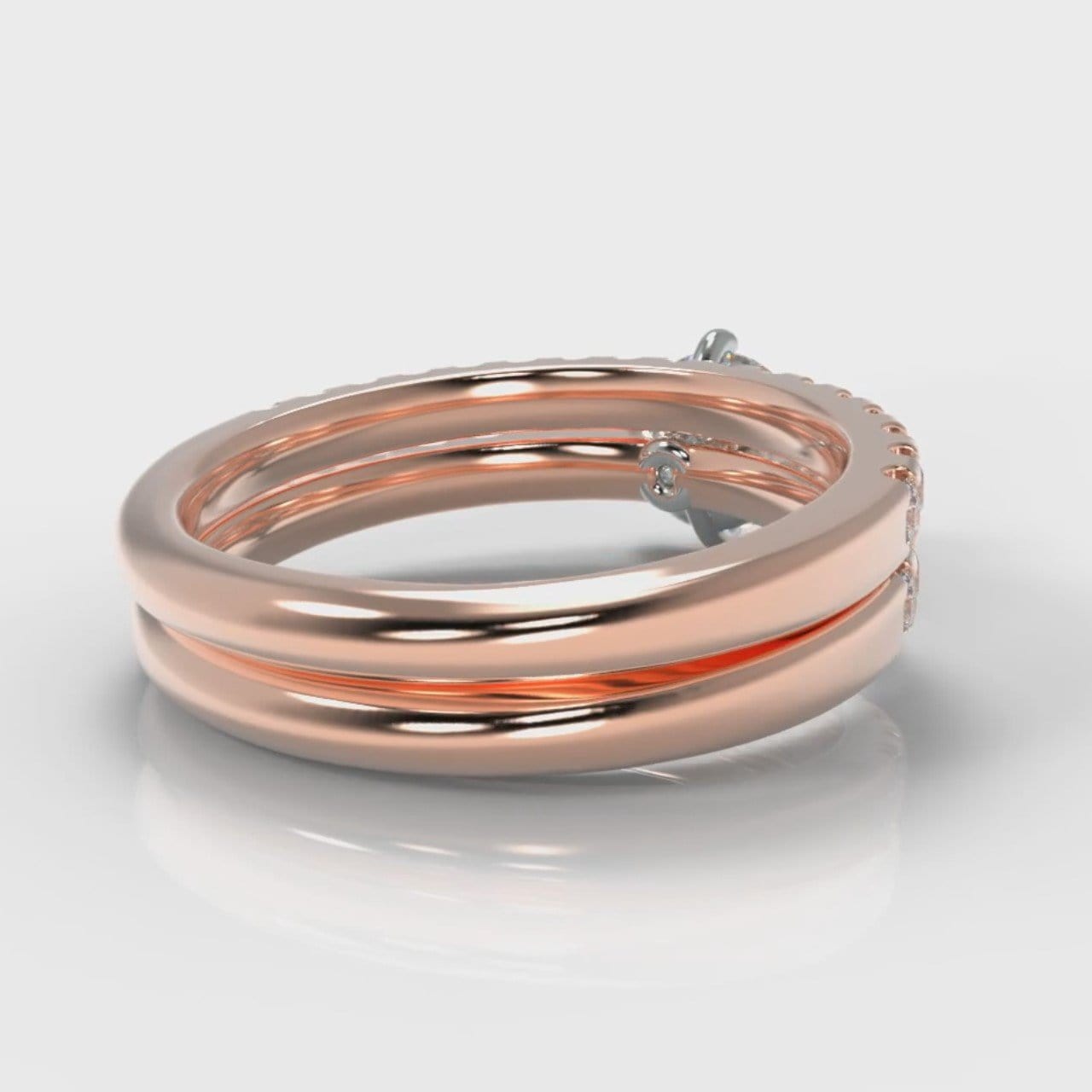 Star Micropavé Round Brilliant Bridal Set - Rose Gold