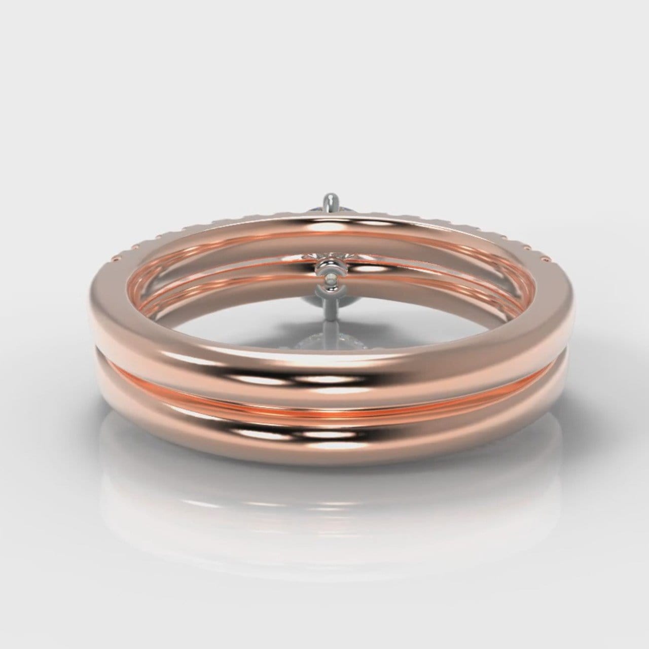 Star Micropavé Round Brilliant Bridal Set - Rose Gold