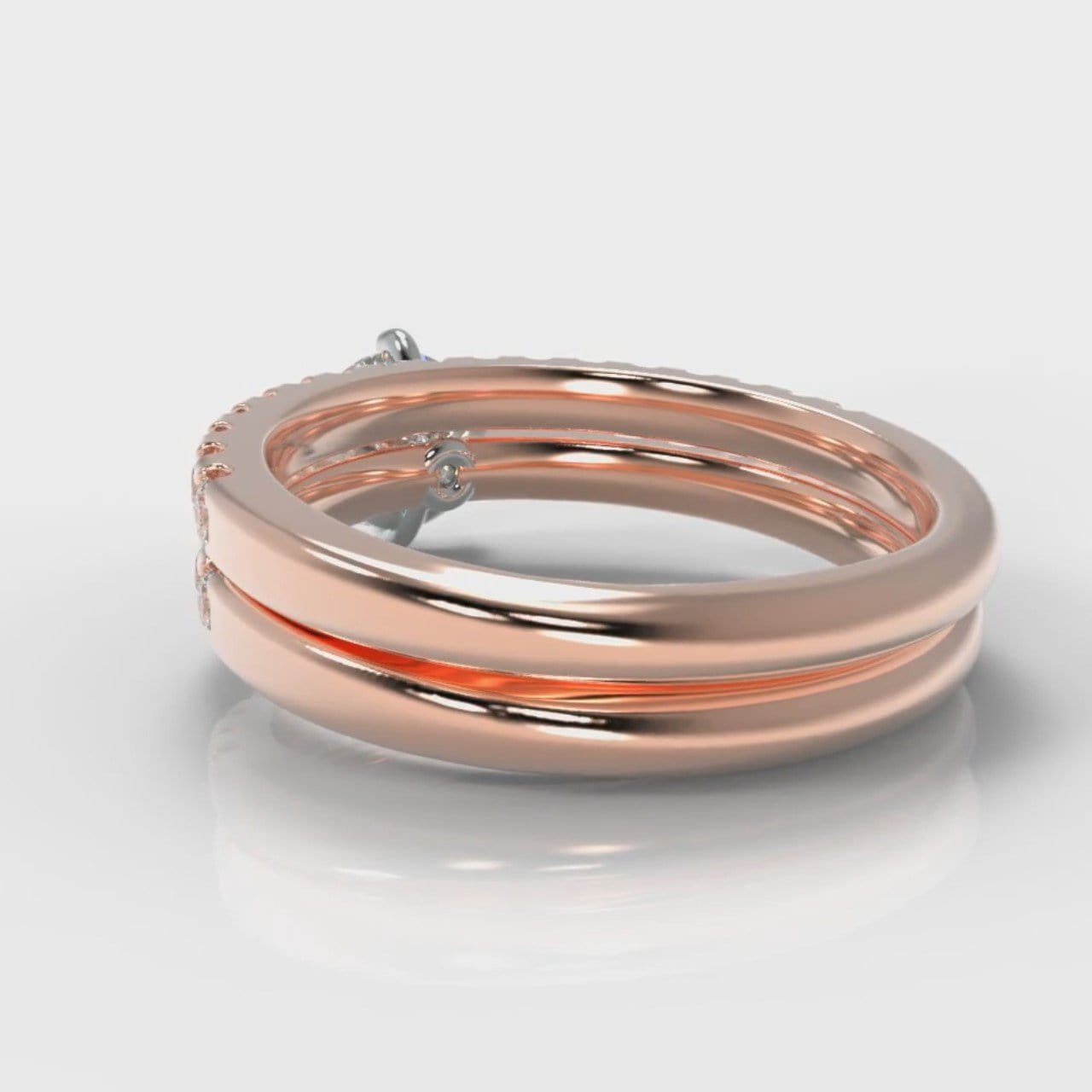 Star Micropavé Round Brilliant Bridal Set - Rose Gold