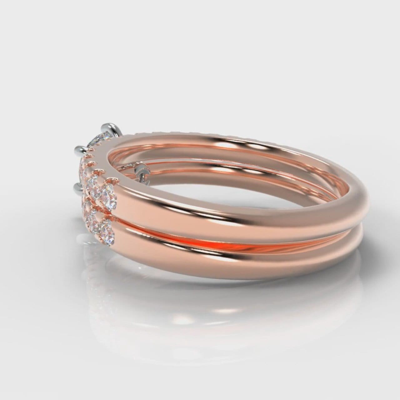 Star Micropavé Round Brilliant Bridal Set - Rose Gold