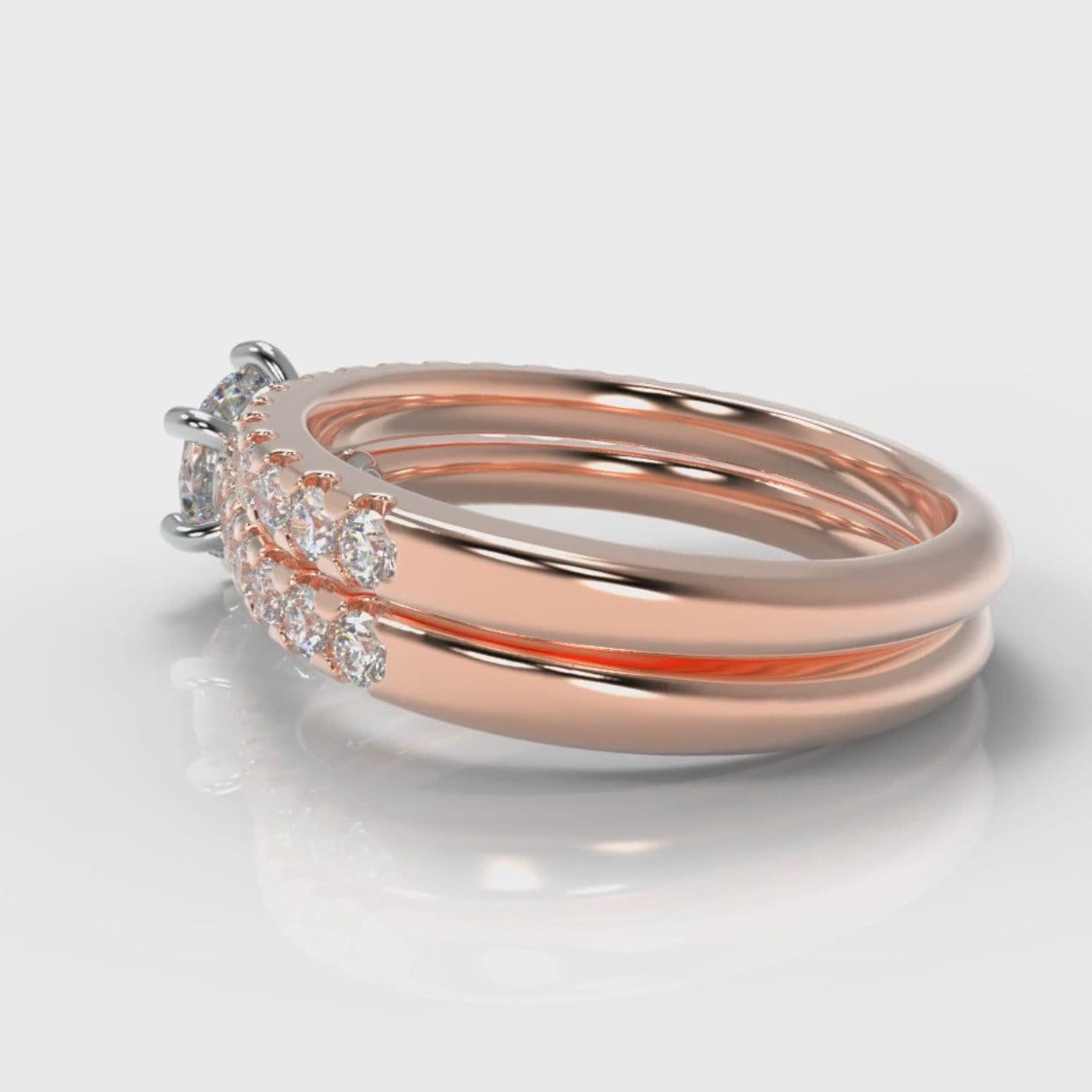 Star Micropavé Round Brilliant Bridal Set - Rose Gold
