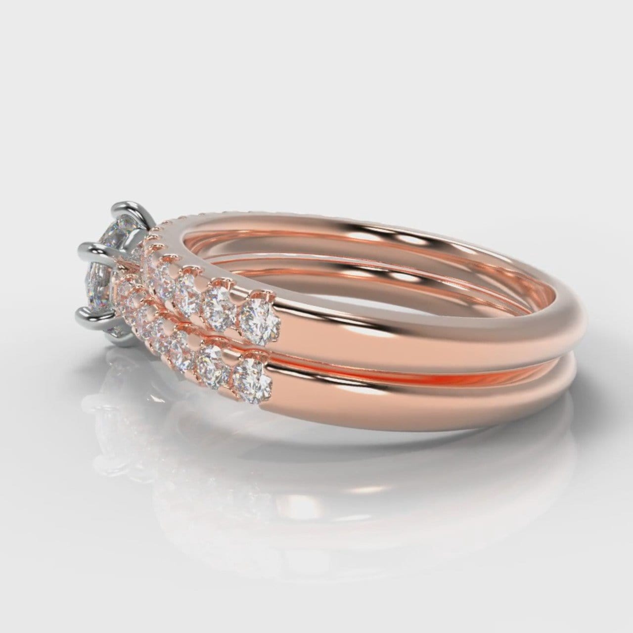 Star Micropavé Round Brilliant Bridal Set - Rose Gold