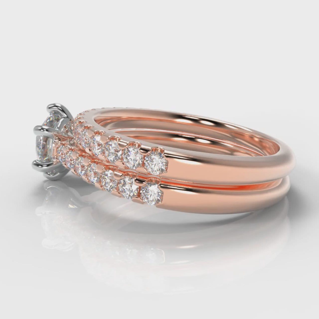 Star Micropavé Round Brilliant Bridal Set - Rose Gold