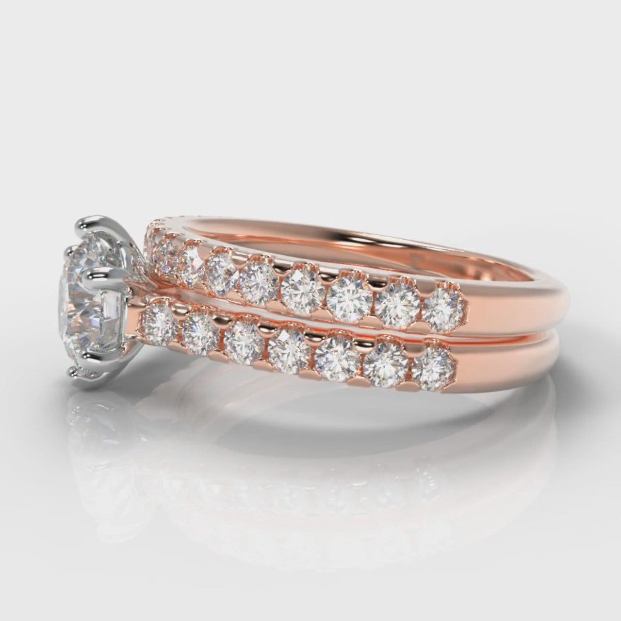 Star Micropavé Round Brilliant Bridal Set - Rose Gold