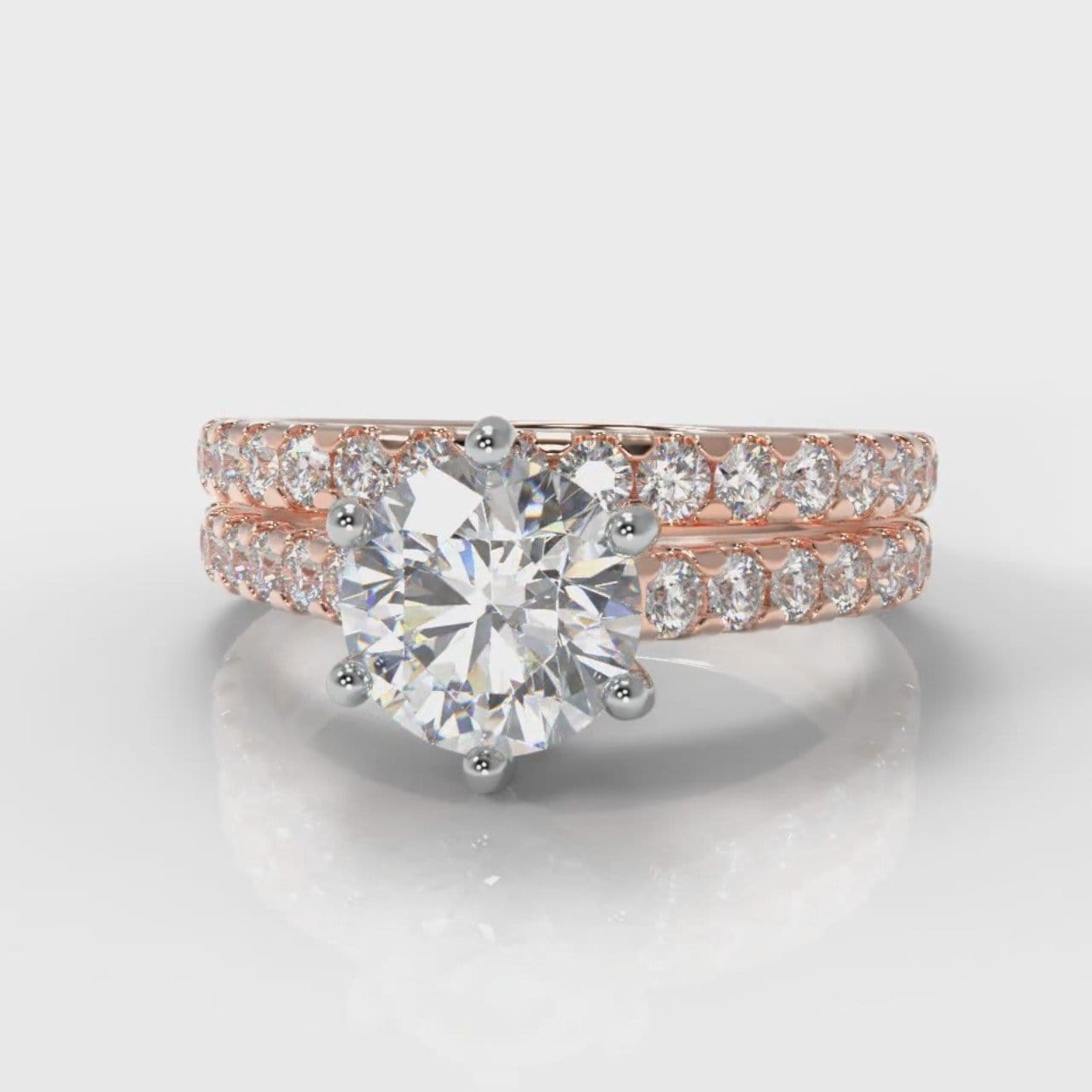 Star Micropavé Round Brilliant Bridal Set - Rose Gold