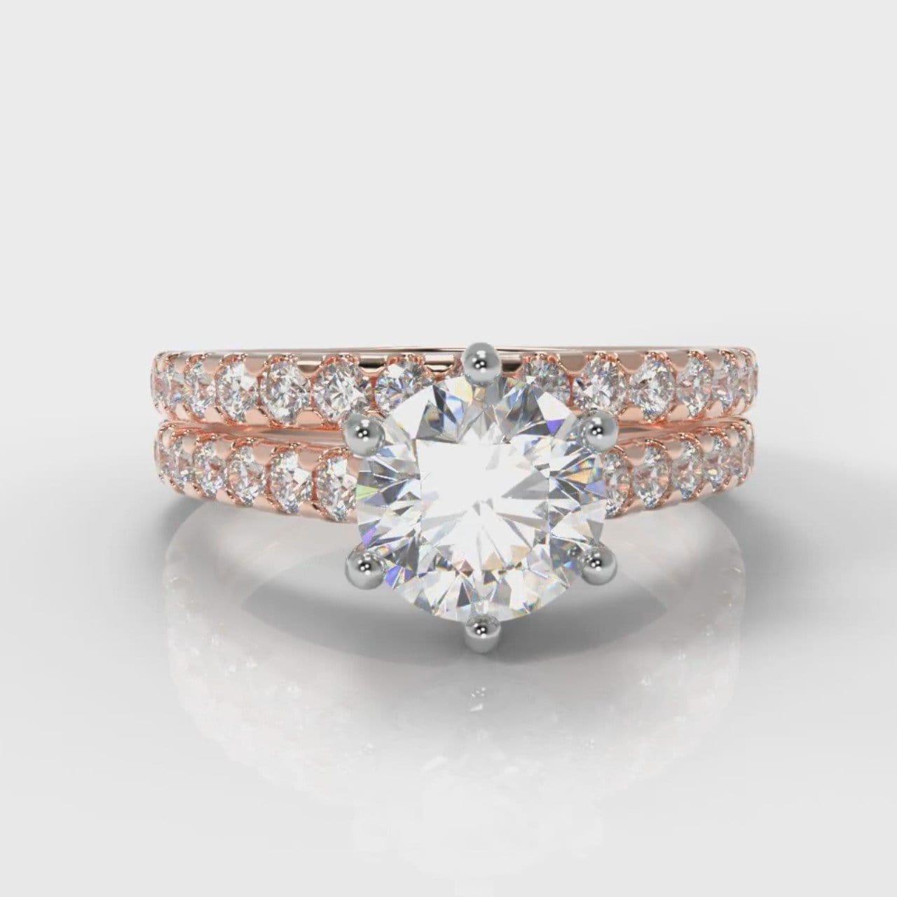 Star Micropavé Round Brilliant Bridal Set - Rose Gold