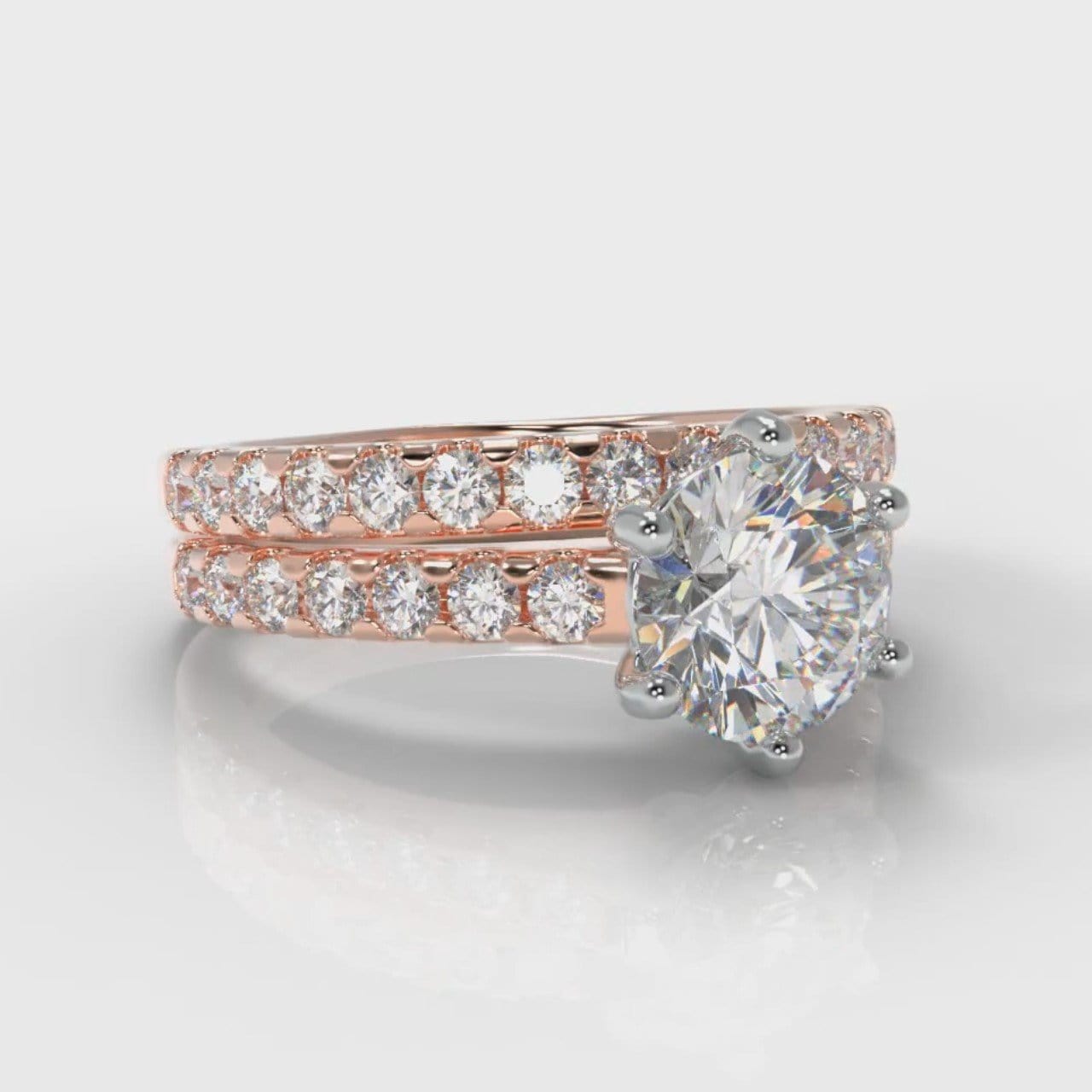 Star Micropavé Round Brilliant Bridal Set - Rose Gold