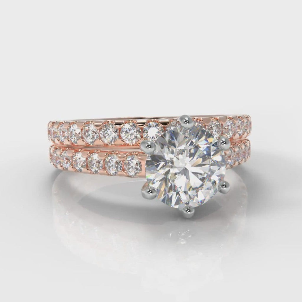 Star Micropavé Round Brilliant Bridal Set - Rose Gold