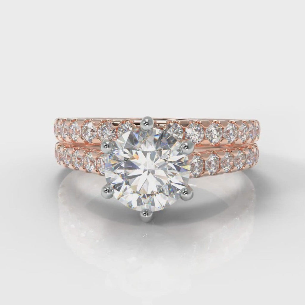 Star Micropavé Round Brilliant Bridal Set - Rose Gold