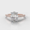Petite Micropavé Oval Diamond Engagement Ring - Rose Gold