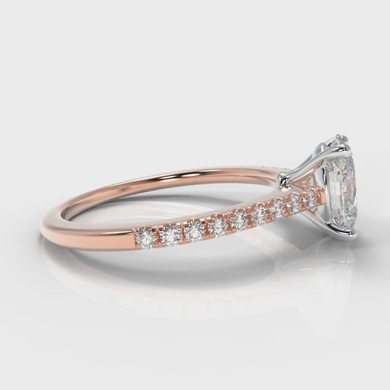Petite Micropavé Oval Diamond Engagement Ring - Rose Gold