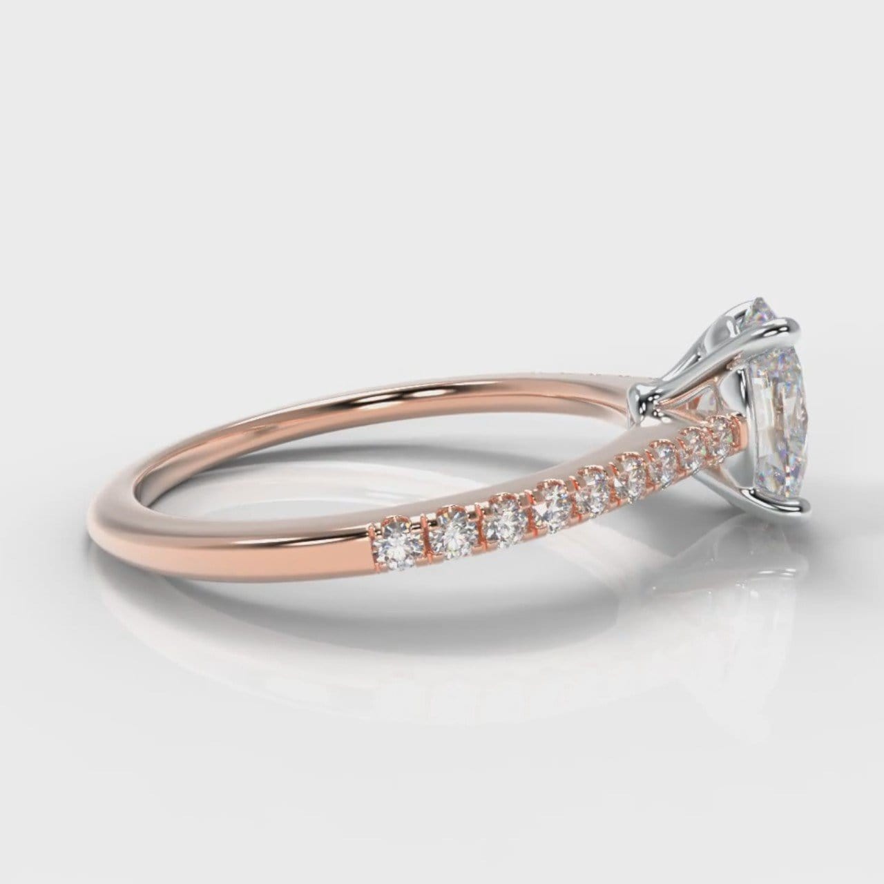 Petite Micropavé Oval Diamond Engagement Ring - Rose Gold