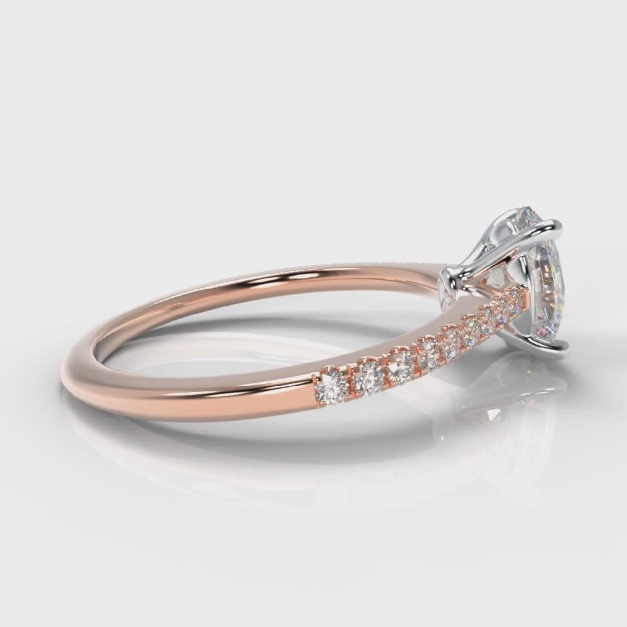 Petite Micropavé Oval Diamond Engagement Ring - Rose Gold