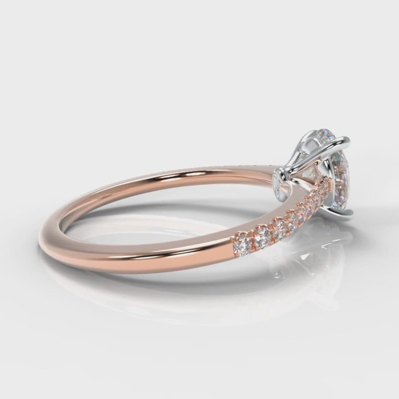 Petite Micropavé Oval Diamond Engagement Ring - Rose Gold